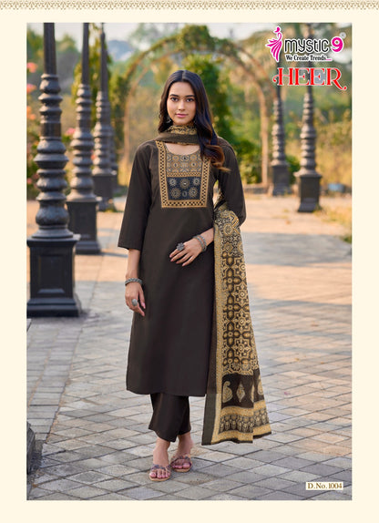 Heer Vol 1 Mystic 9 Cotton Readymade Pant Style Suits Wholesale Price