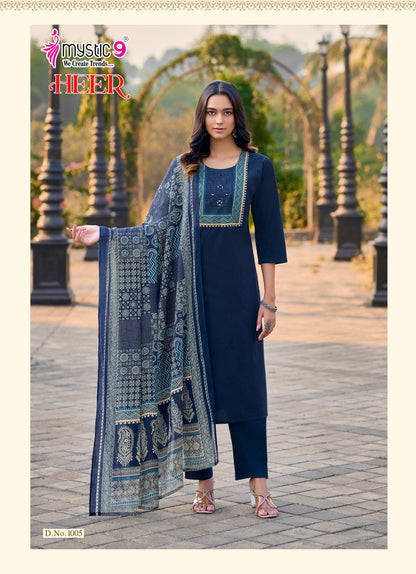 Heer Vol 1 Mystic 9 Cotton Readymade Pant Style Suits Wholesale Price
