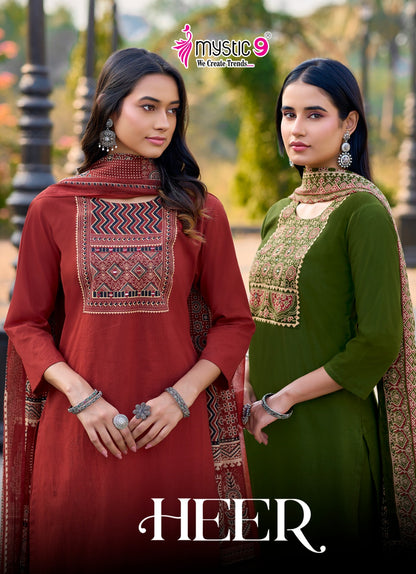 Heer Vol 1 Mystic 9 Cotton Readymade Pant Style Suits Wholesale Price