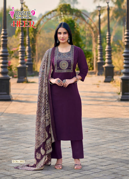 Heer Vol 1 Mystic 9 Cotton Readymade Pant Style Suits Wholesale Price