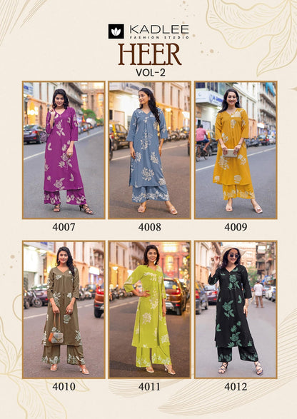 Heer Vol 2 Kadlee Rayon Co Ord Set Supplier