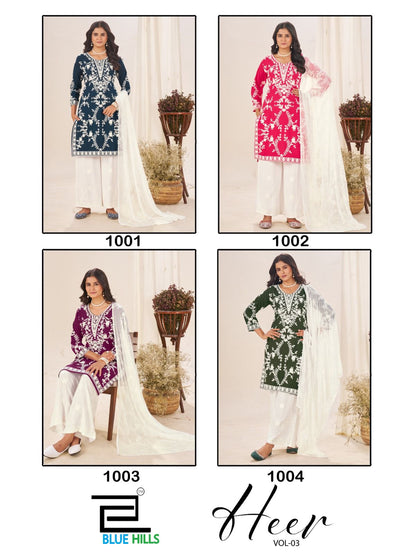 Heer Vol 3 Blue Hills Rayon 14Kg Readymade Plazzo Style Suits Wholesaler India