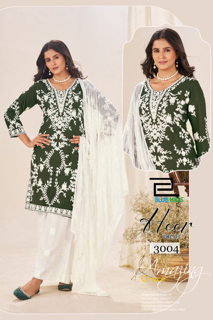 Heer Vol 3 Blue Hills Rayon 14Kg Readymade Plazzo Style Suits Wholesaler India