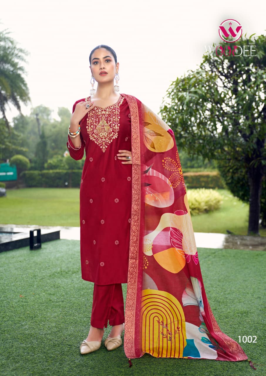 Heer Woodee Viscose Readymade Pant Style Suits Wholesale