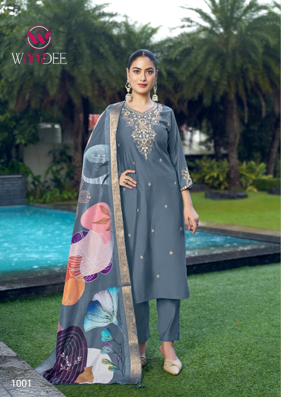 Heer Woodee Viscose Readymade Pant Style Suits Wholesale