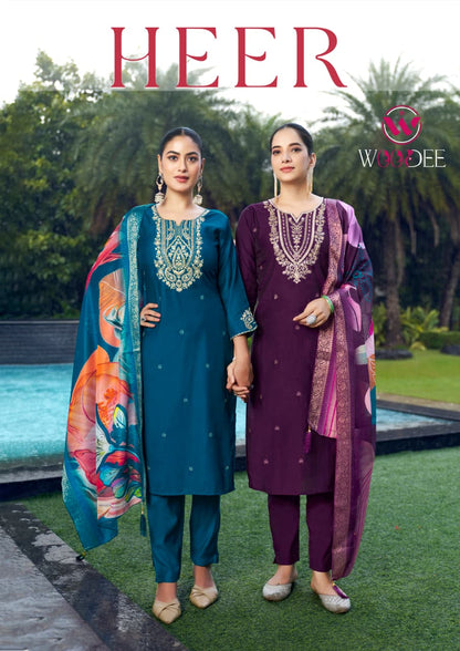 Heer Woodee Viscose Readymade Pant Style Suits Wholesale
