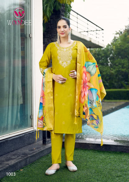 Heer Woodee Viscose Readymade Pant Style Suits Wholesale