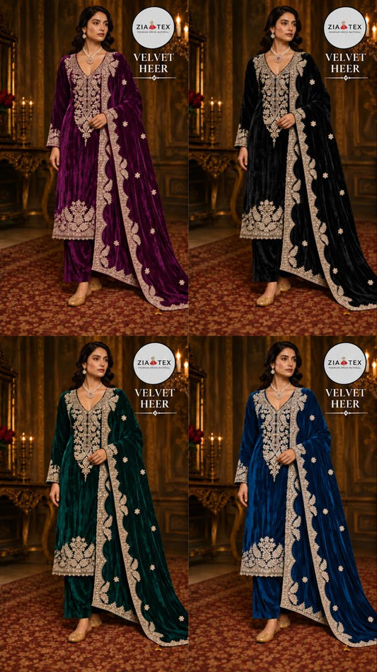 Heer Zia Tex Velvet Suits Wholesale Price