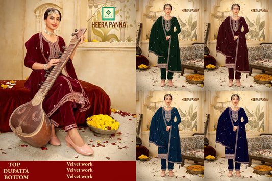 Heera Panna Aadya Velvet Suits Wholesaler Gujarat