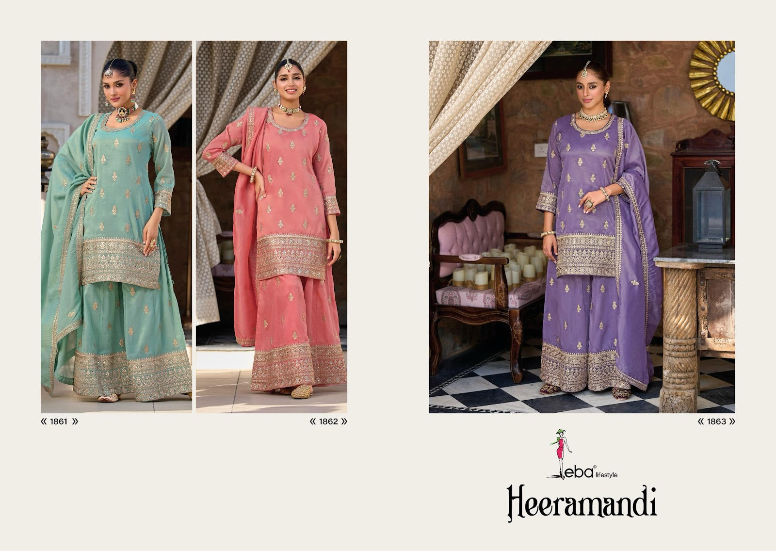Heeramandi Eba Lifestyle Simmer Readymade Plazzo Style Suits Wholesale Price