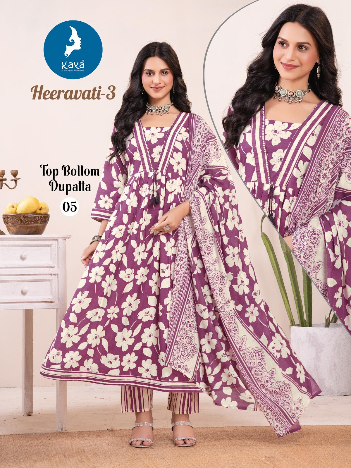 Heeravati 3 Kaya Readymade Cotton Pant Suits Exporter India