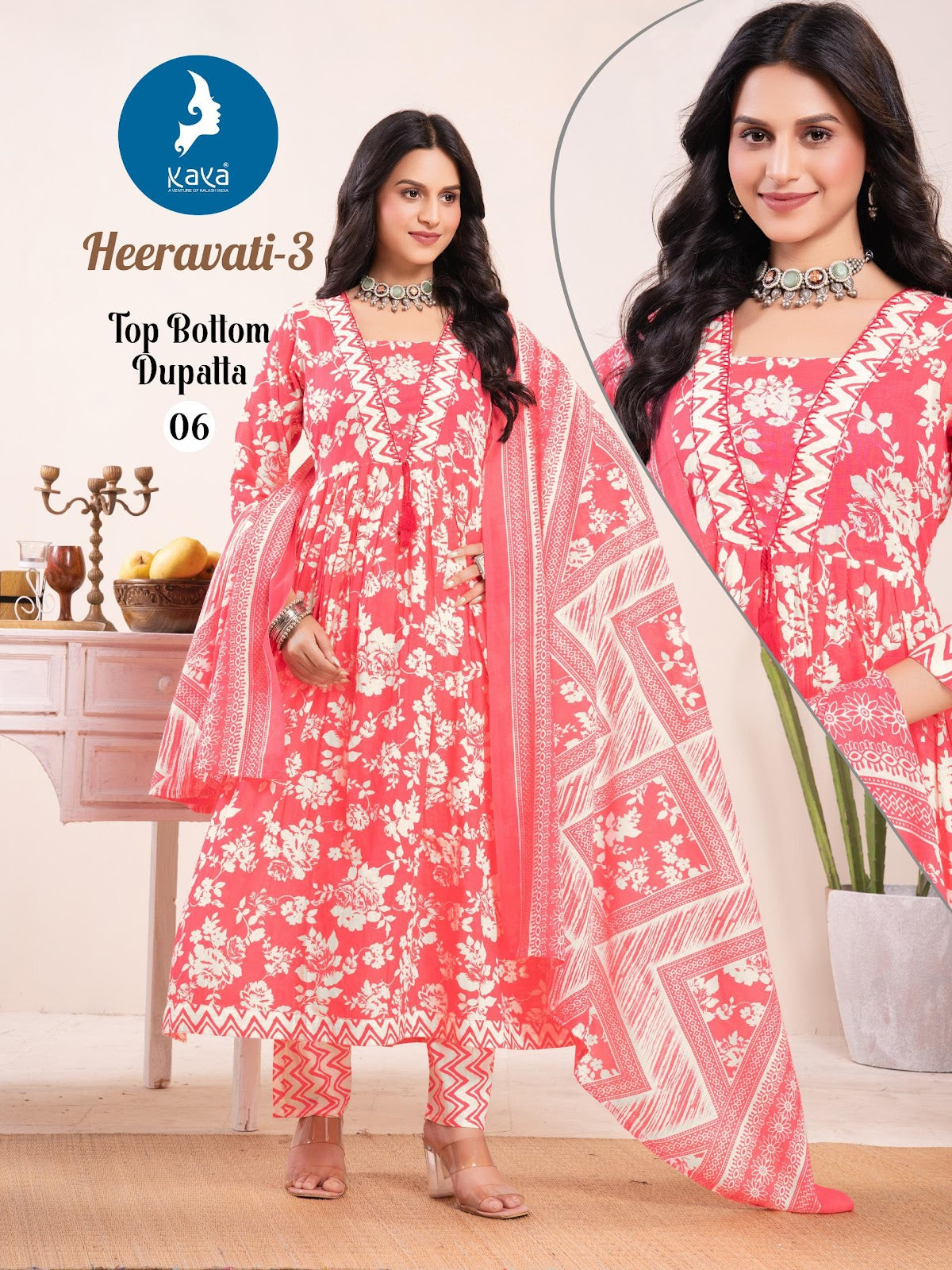 Heeravati 3 Kaya Readymade Cotton Pant Suits Exporter India