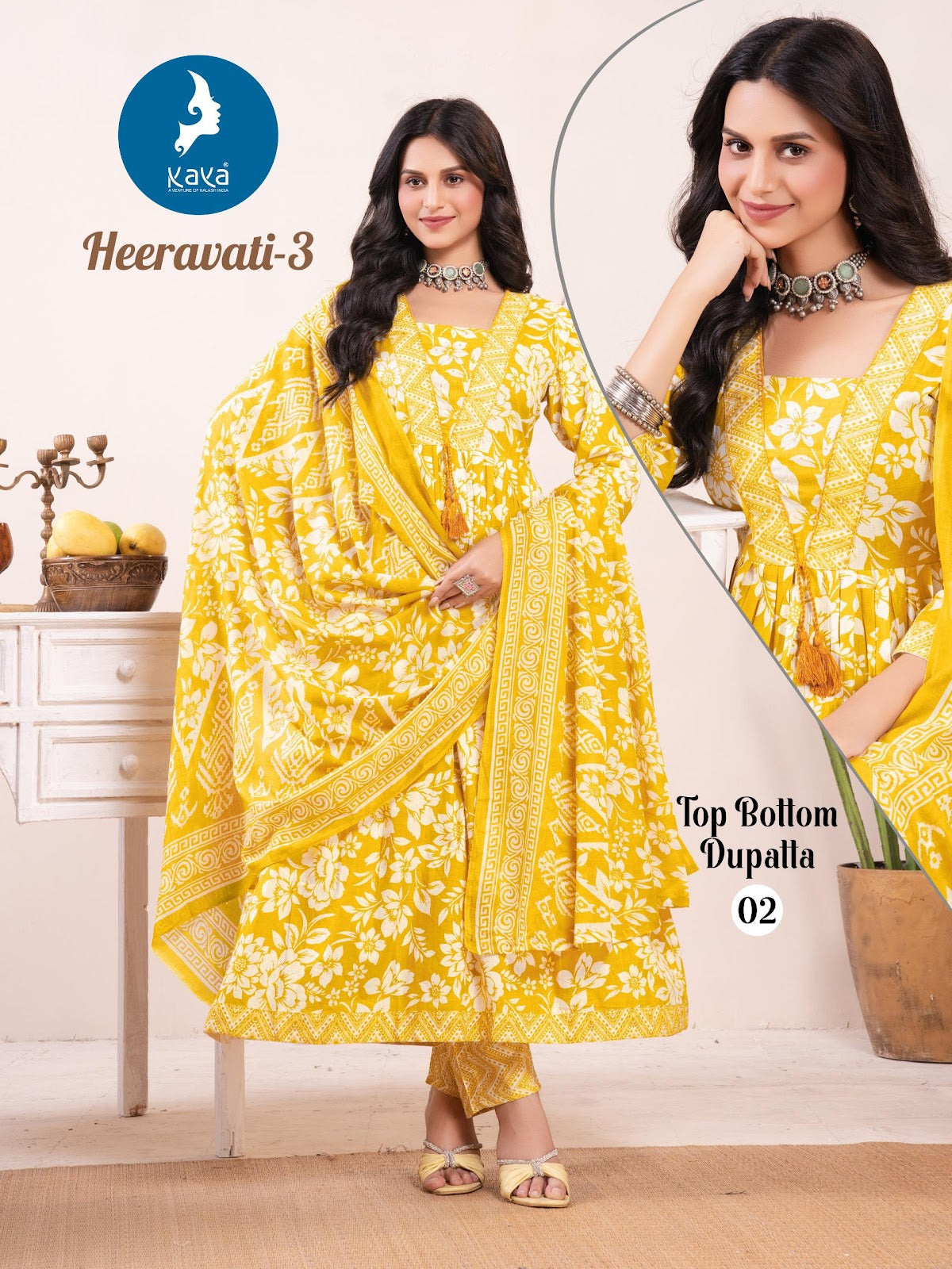 Heeravati 3 Kaya Readymade Cotton Pant Suits Exporter India