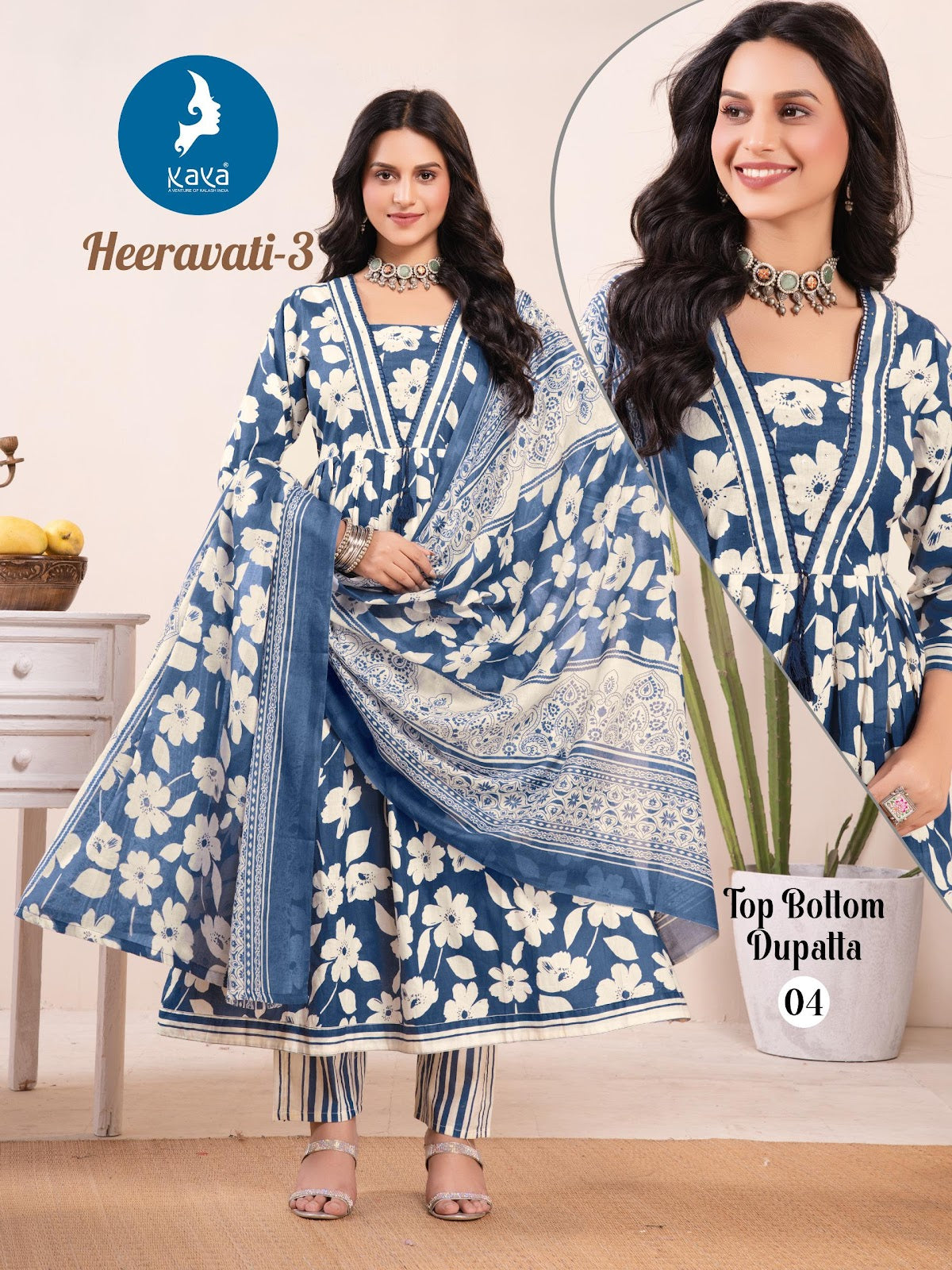 Heeravati 3 Kaya Readymade Cotton Pant Suits Exporter India