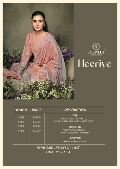 Heeriye Rupali Muslin Pant Style Suits Supplier