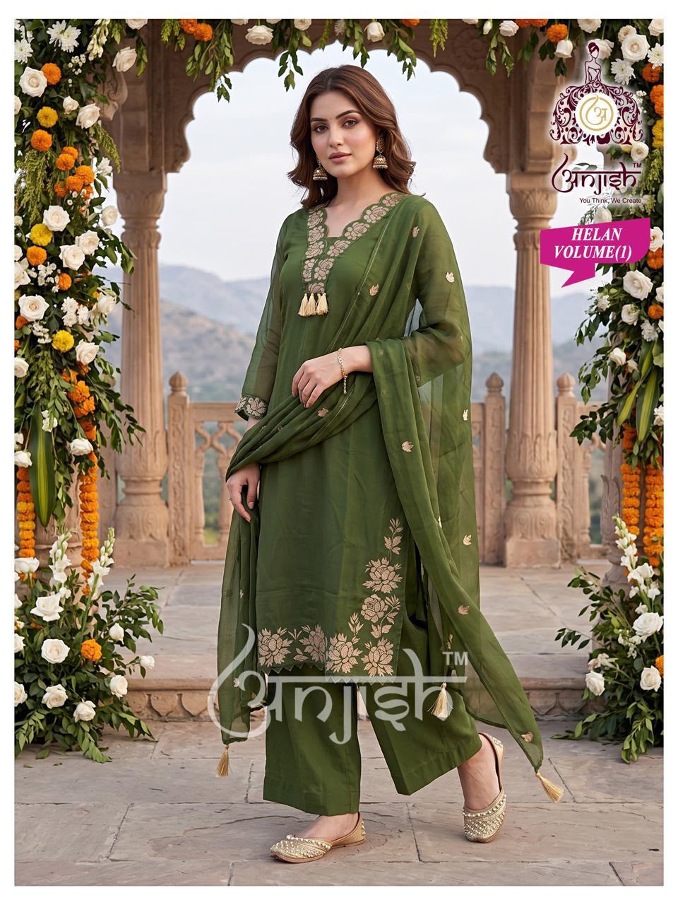 Helan Anjish Chanderi Readymade Plazzo Style Suits Manufacturer