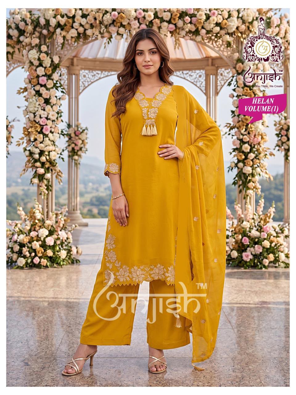 Helan Anjish Chanderi Readymade Plazzo Style Suits Manufacturer