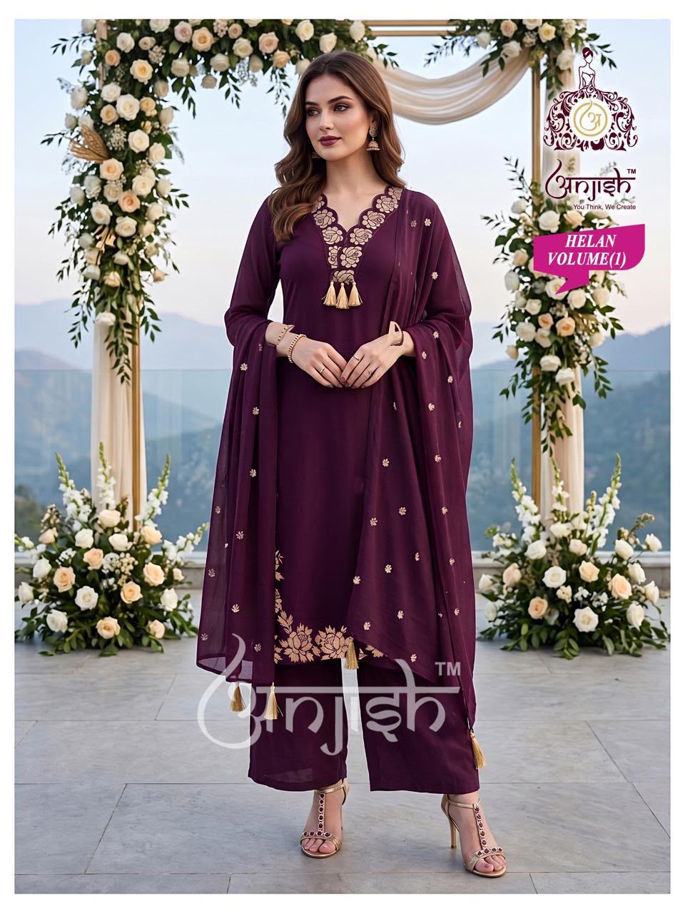 Helan Anjish Chanderi Readymade Plazzo Style Suits Manufacturer