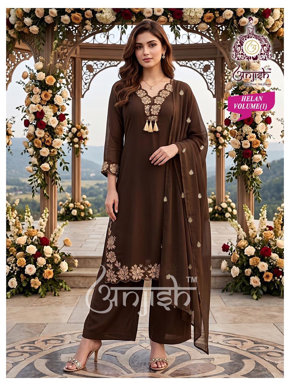 Helan Anjish Chanderi Readymade Plazzo Style Suits Manufacturer