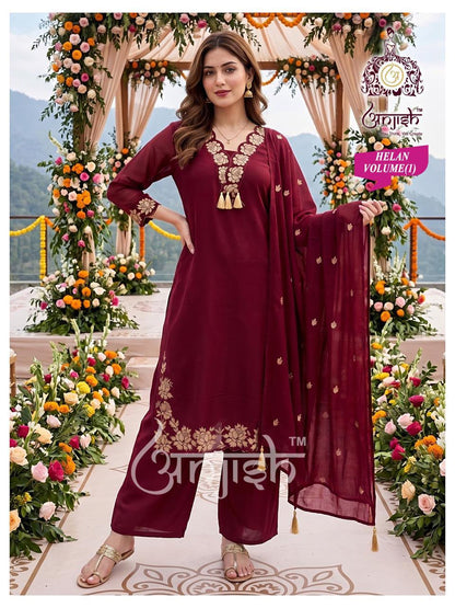 Helan Anjish Chanderi Readymade Plazzo Style Suits Manufacturer