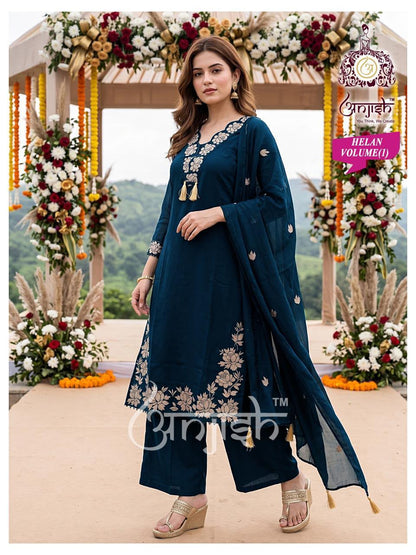 Helan Anjish Chanderi Readymade Plazzo Style Suits Manufacturer