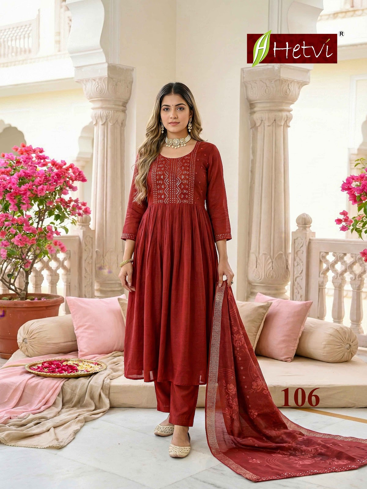Helee Hetvi Mal Chanderi Readymade Anarkali Suits Wholesale