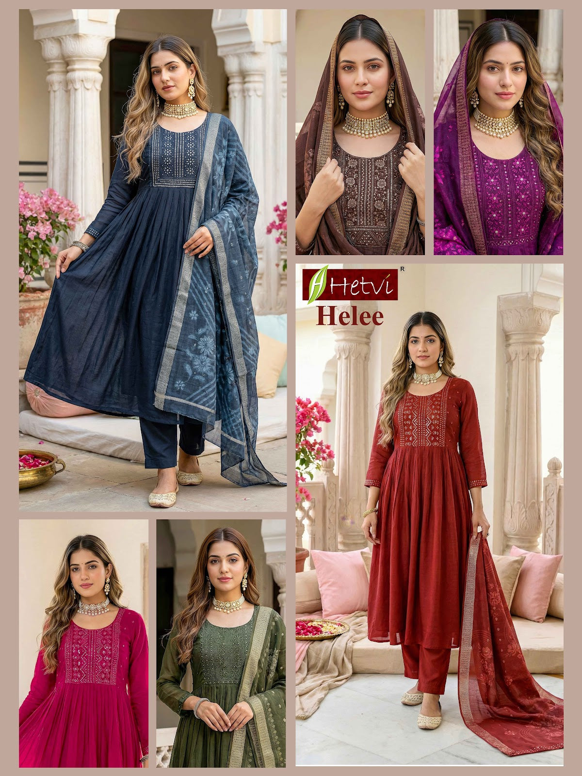 Helee Hetvi Mal Chanderi Readymade Anarkali Suits Wholesale