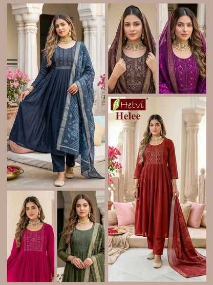 Helee Hetvi Mal Chanderi Readymade Anarkali Suits Wholesale