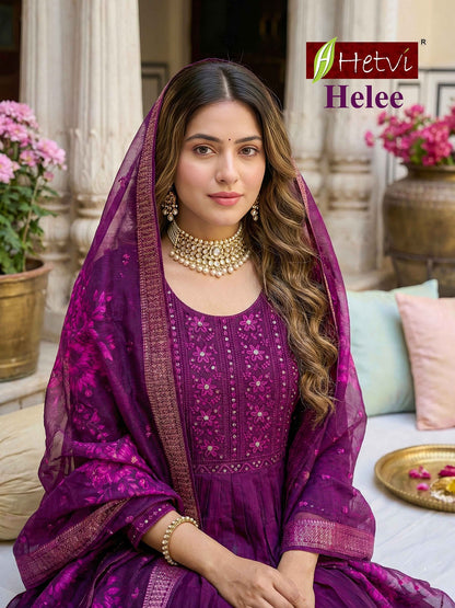 Helee Hetvi Mal Chanderi Readymade Anarkali Suits Wholesale