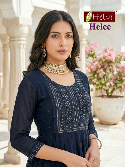 Helee Hetvi Mal Chanderi Readymade Anarkali Suits Wholesale