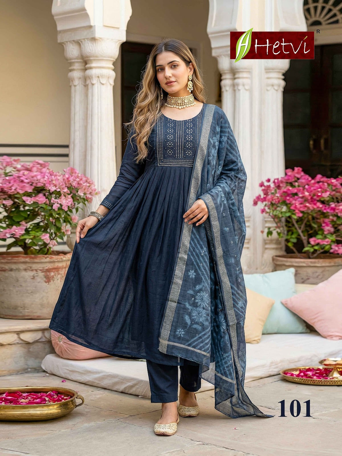 Helee Hetvi Mal Chanderi Readymade Anarkali Suits Wholesale
