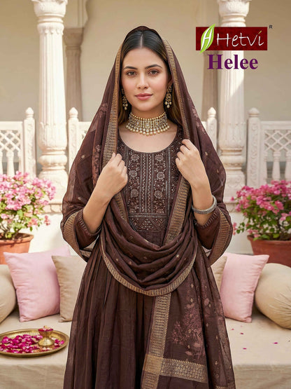 Helee Hetvi Mal Chanderi Readymade Anarkali Suits Wholesale