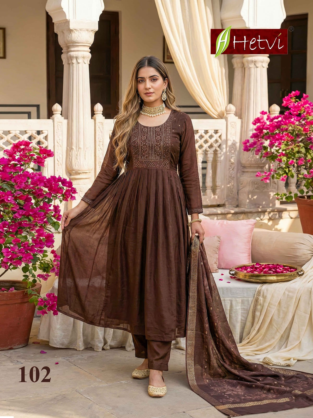 Helee Hetvi Mal Chanderi Readymade Anarkali Suits Wholesale