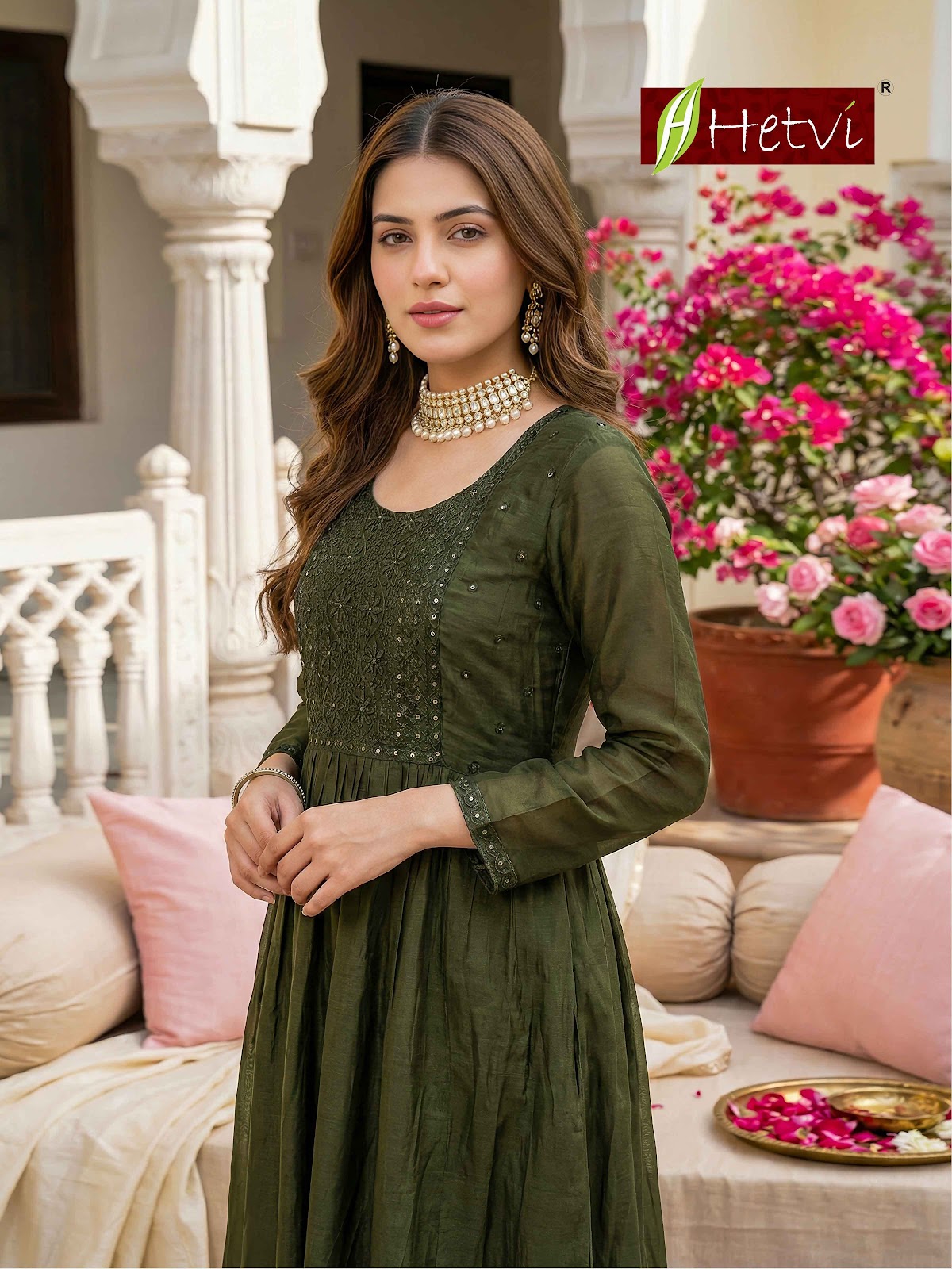 Helee Hetvi Mal Chanderi Readymade Anarkali Suits Wholesale