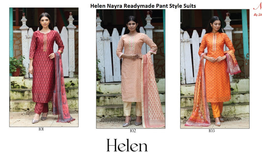 Helen Nayra Silk Readymade Pant Style Suits Supplier Ahmedabad