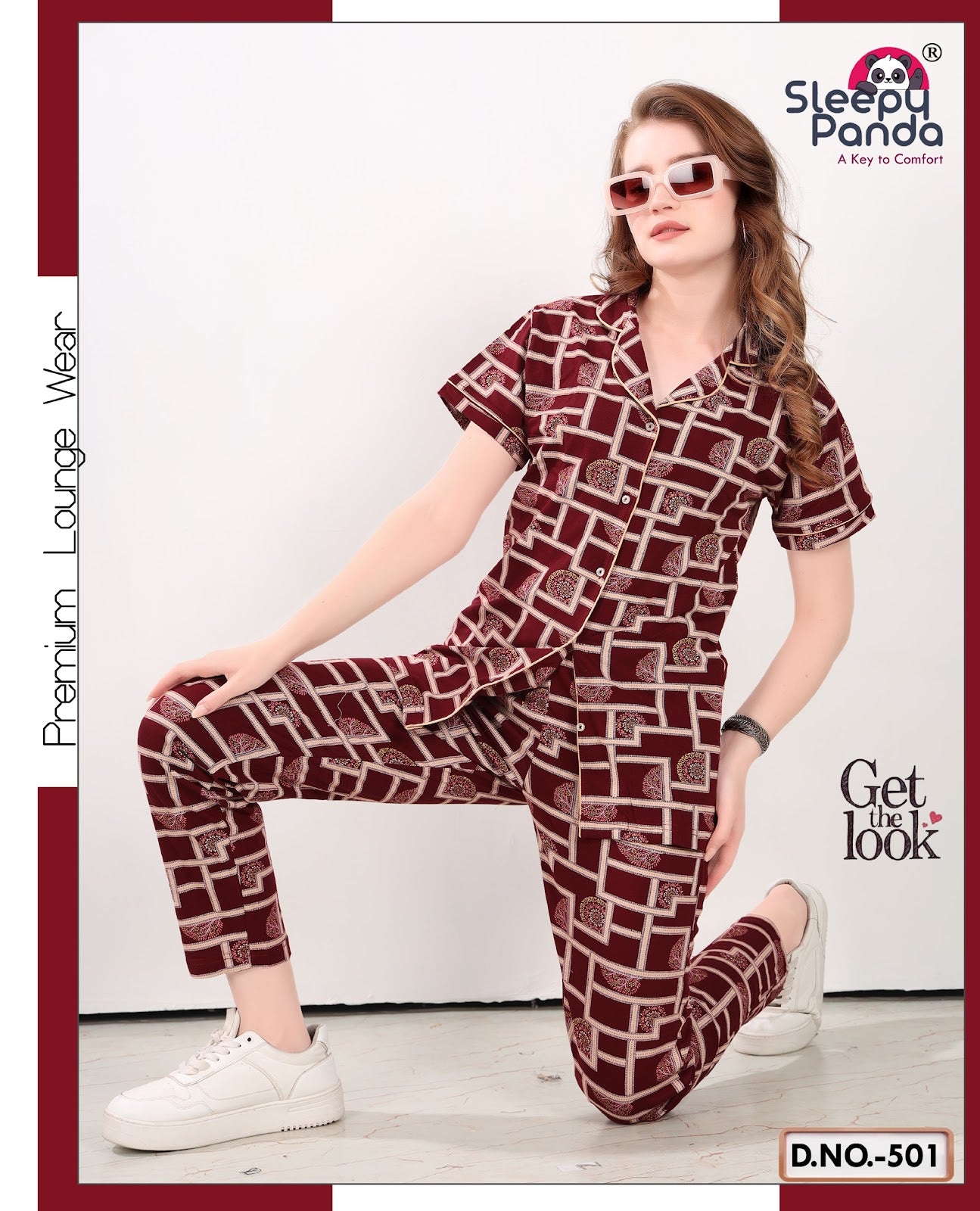 Helina 501 Sleepy Panda Hosiery Collar Night Suits Manufacturer Gujarat