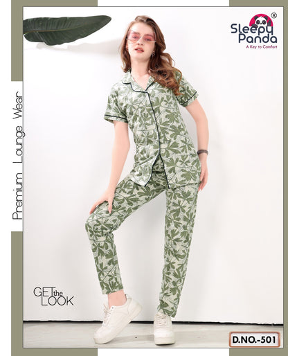 Helina 501 Sleepy Panda Hosiery Collar Night Suits Manufacturer Gujarat