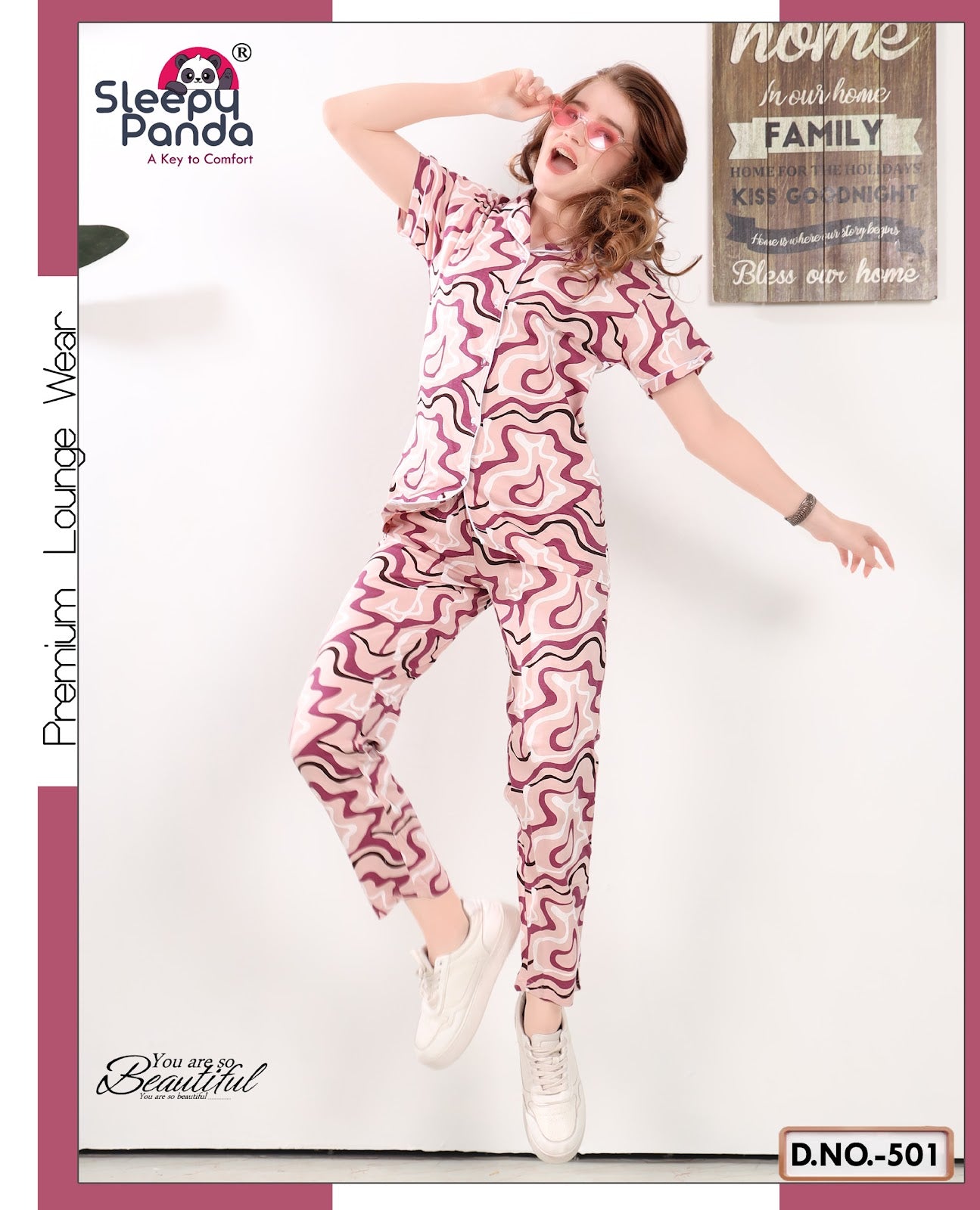 Helina 501 Sleepy Panda Hosiery Collar Night Suits Manufacturer Gujarat