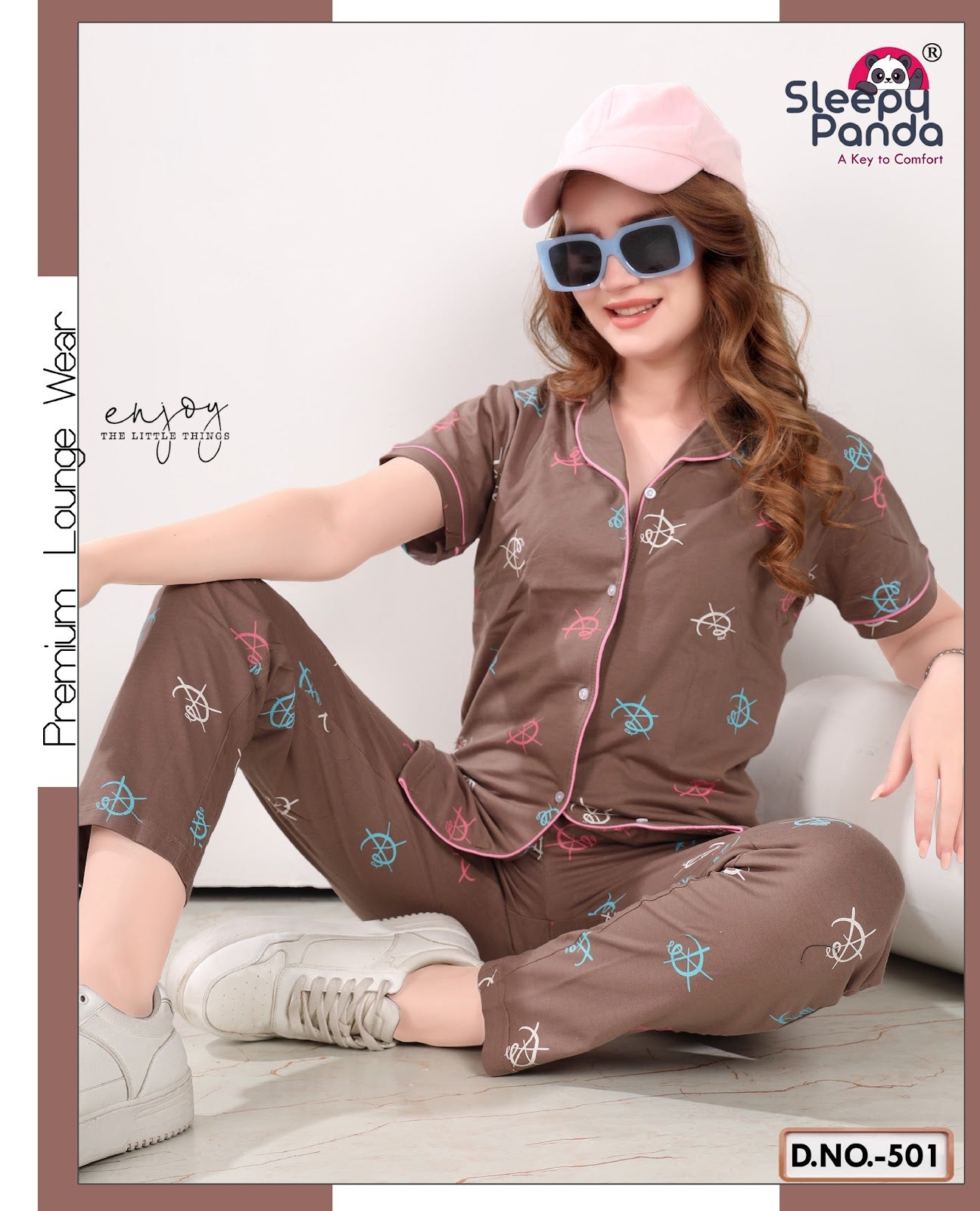 Helina 501 Sleepy Panda Hosiery Collar Night Suits Manufacturer Gujarat
