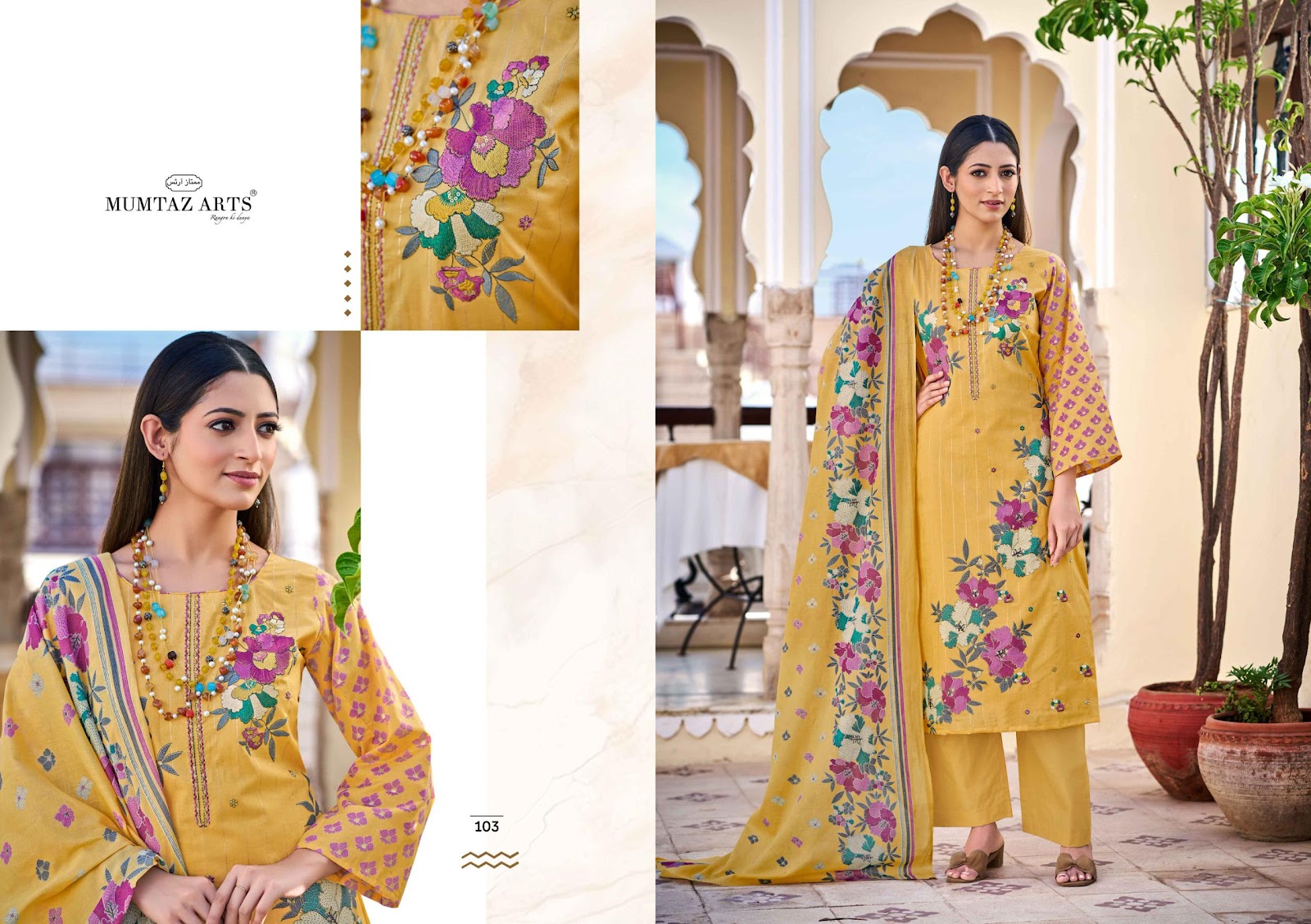 Hello Sunshine Mumtaz Arts Cambric Karachi Salwar Suits Exporter India