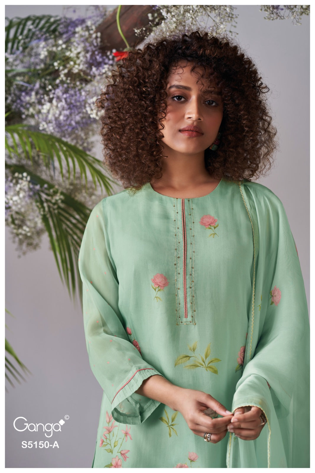 Heloise S5150 Ganga Organza Silk Pant Style Suits Wholesaler Ahmedabad