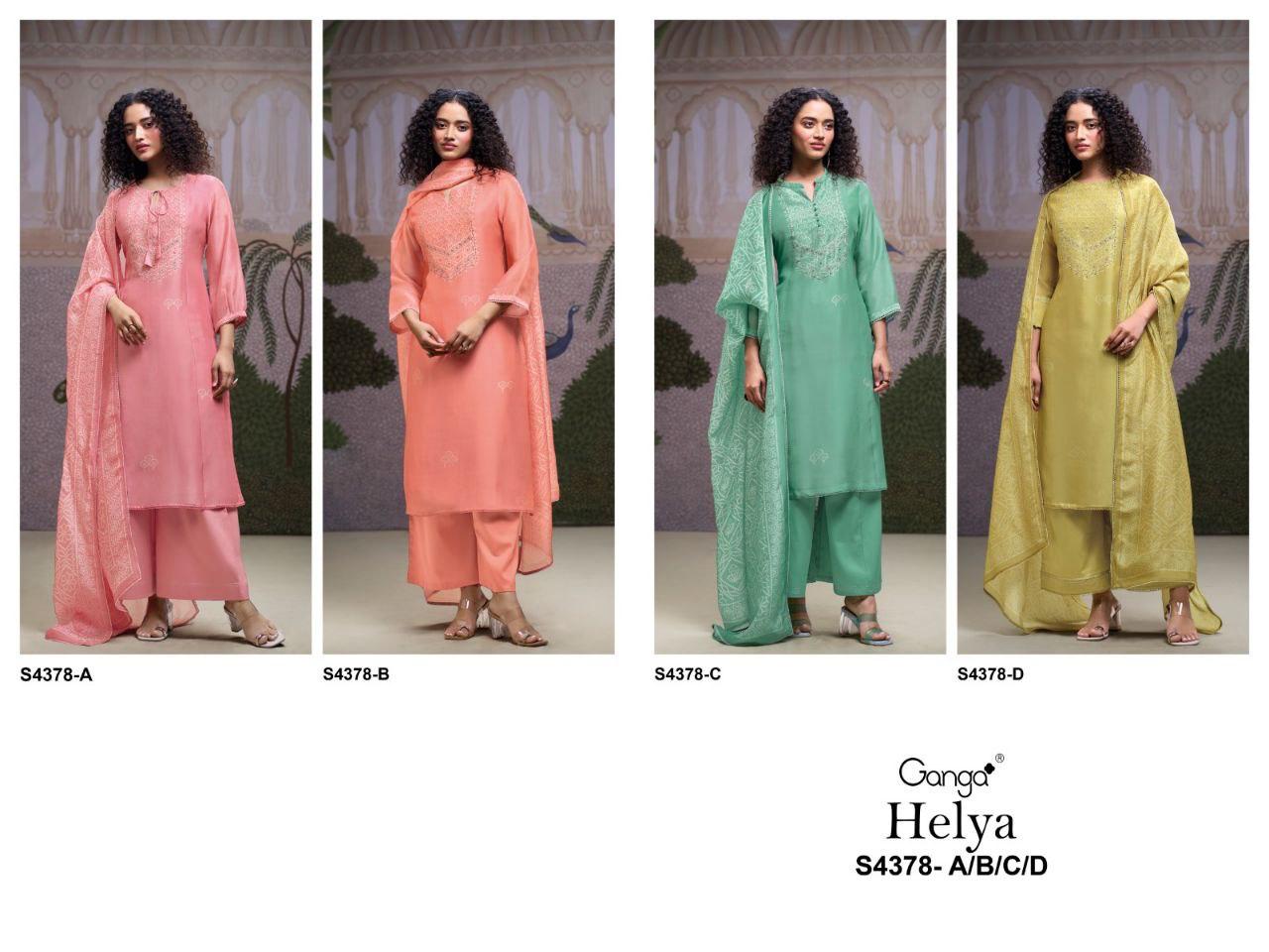 Helya 4378 Ganga Bemberg Silk Plazzo Style Suits Exporter Gujarat