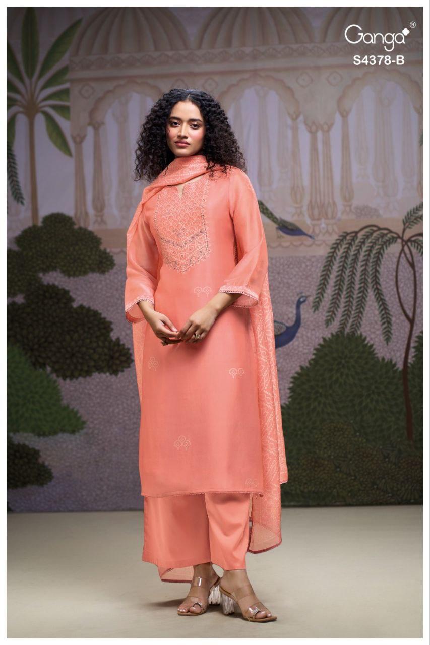 Helya 4378 Ganga Bemberg Silk Plazzo Style Suits Exporter Gujarat