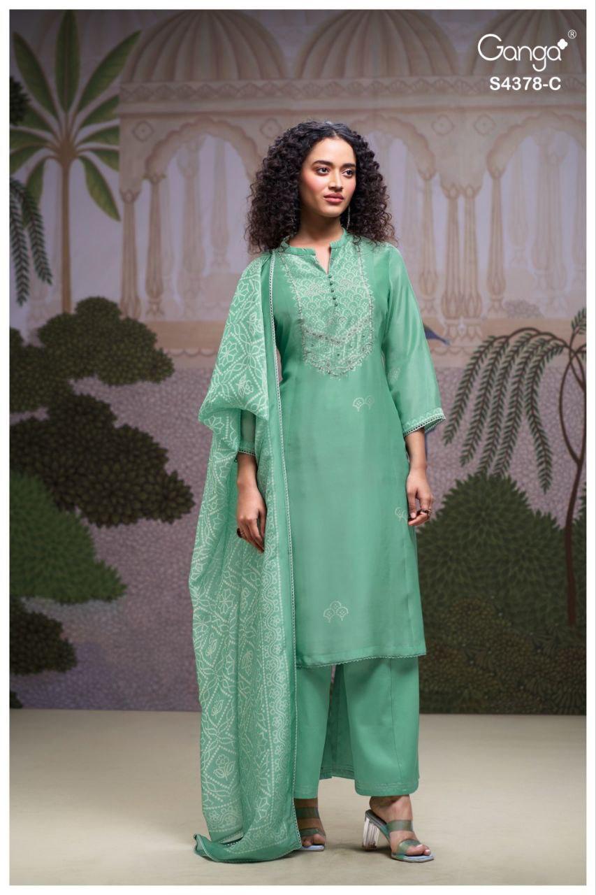 Helya 4378 Ganga Bemberg Silk Plazzo Style Suits Exporter Gujarat