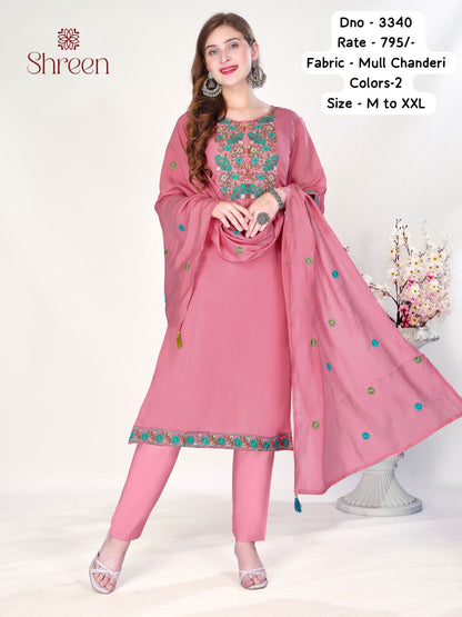 Hem Work Shreen Chanderi Readymade Pant Style Suits Wholesaler India