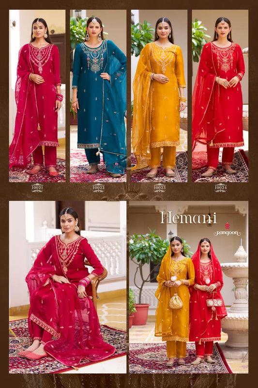 Hemani Rangoon Silk Satin Readymade Pant Style Suits Exporter Ahmedabad