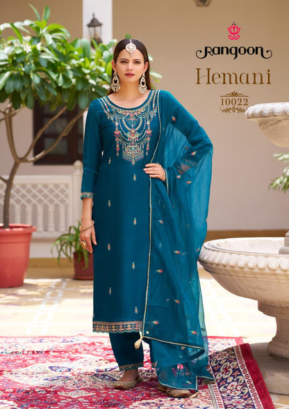 Hemani Rangoon Silk Satin Readymade Pant Style Suits Exporter Ahmedabad