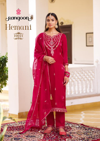 Hemani Rangoon Silk Satin Readymade Pant Style Suits Exporter Ahmedabad