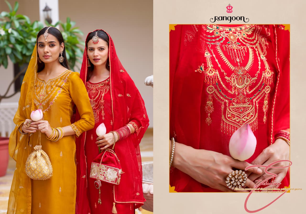 Hemani Rangoon Silk Satin Readymade Pant Style Suits Exporter Ahmedabad