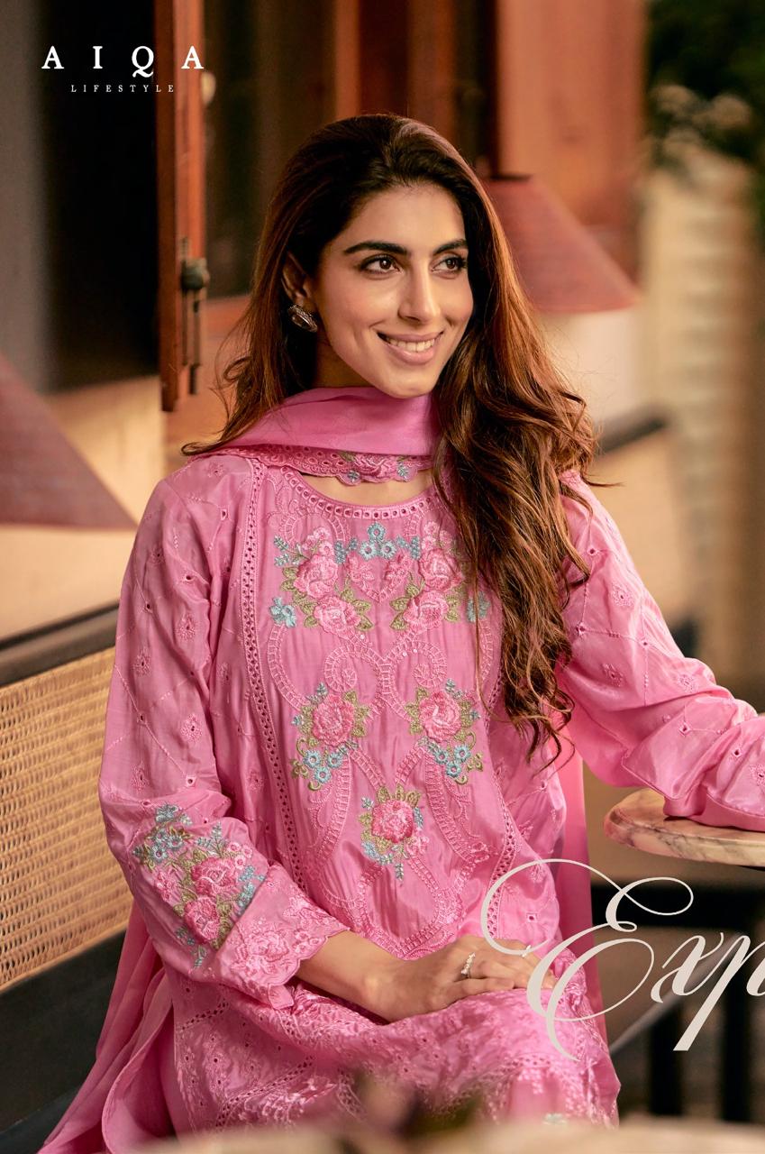 Hemline Aiqa Muslin Silk Pant Style Suits Wholesaler Gujarat